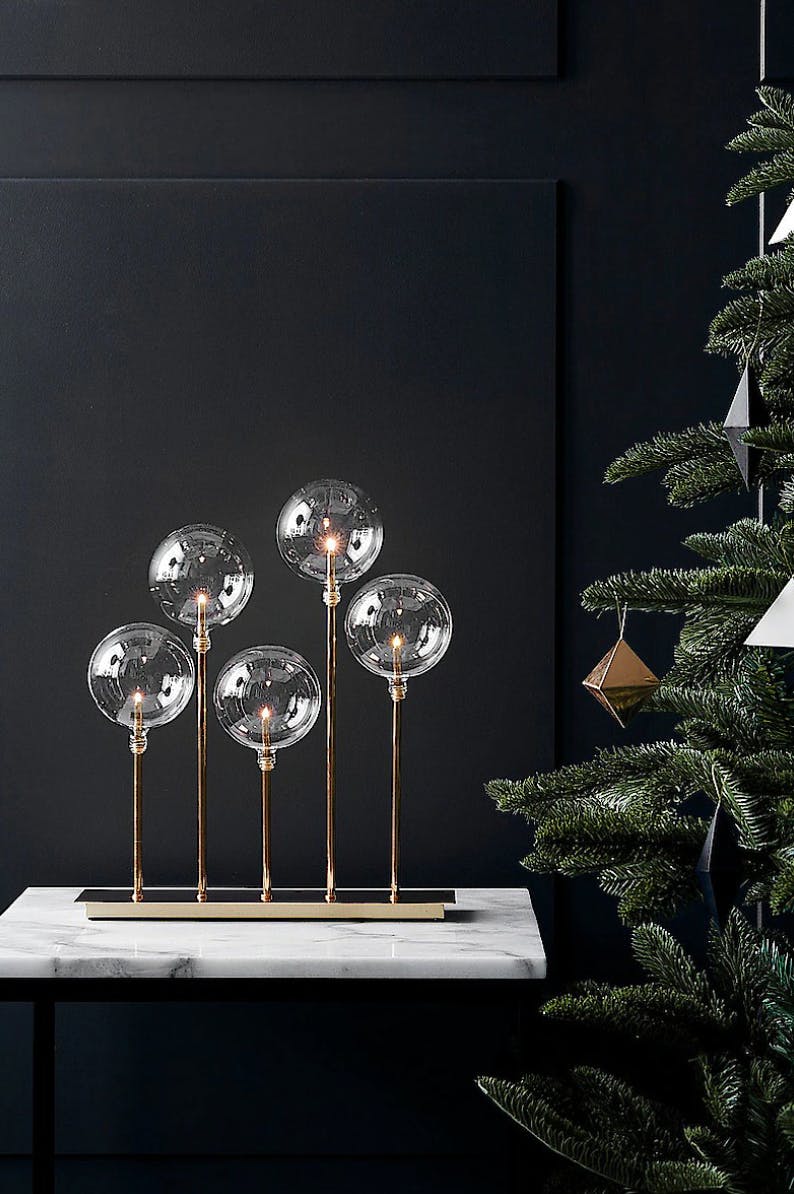 Adventsstake med lyskuler Adventsstak moderne med kuler